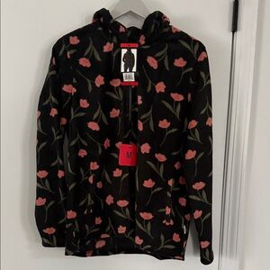 NWT O'Neill Ladies' Half Zip Black Floral Polar
Fleece Hoodie Medium